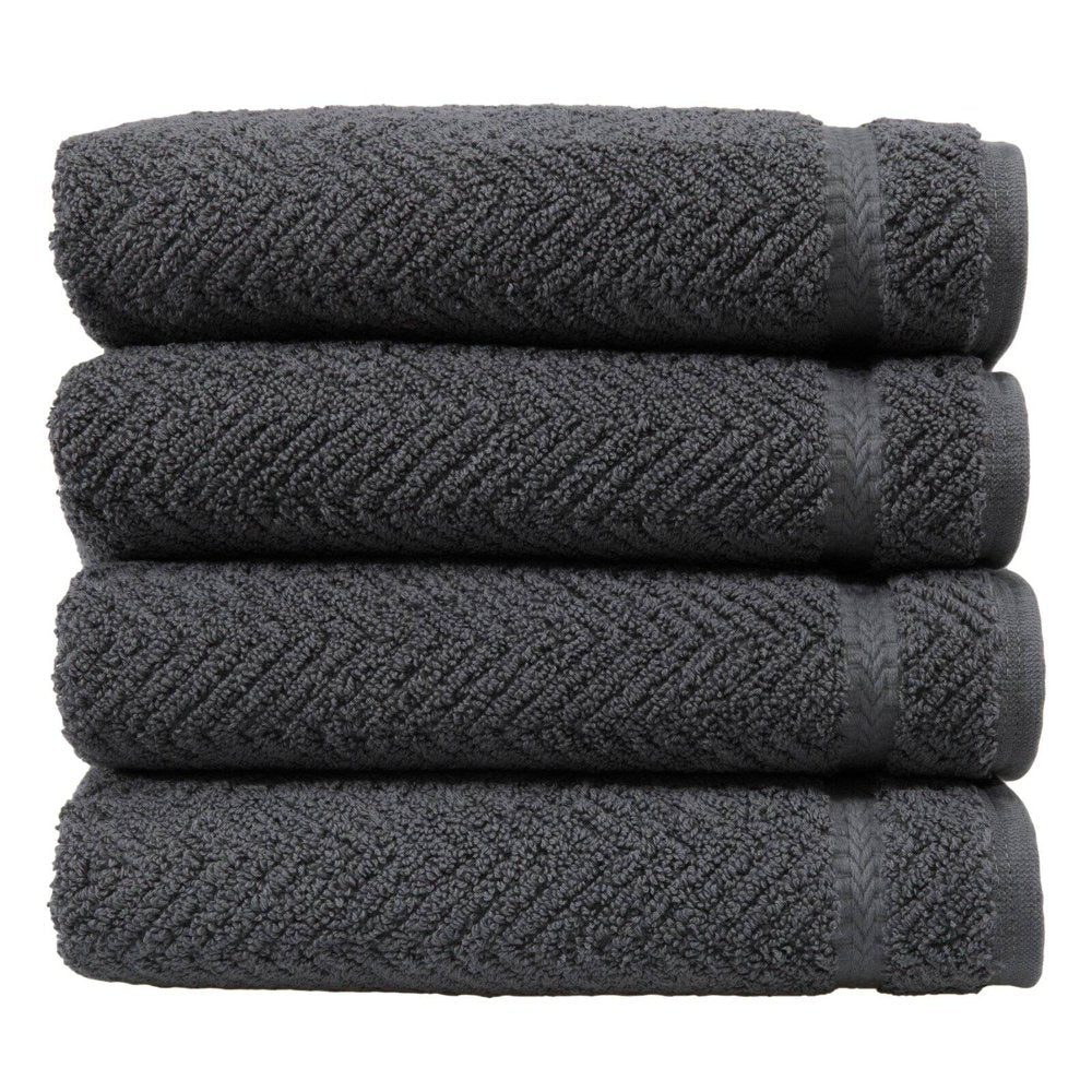 Gray Herringbone Weave Hand Towels