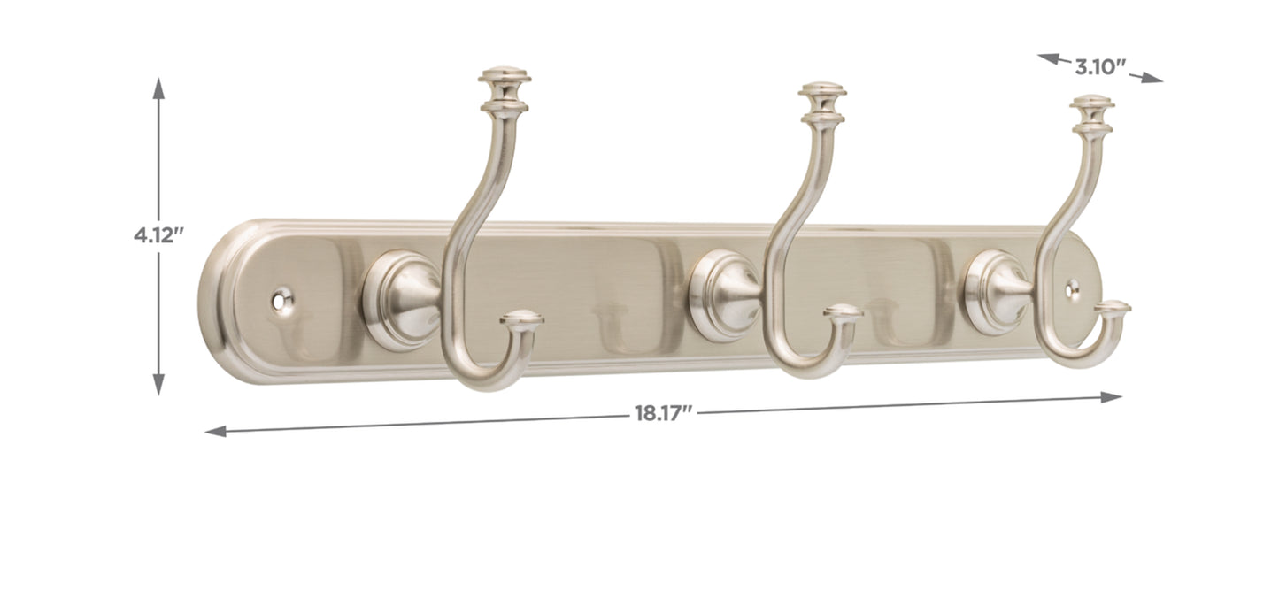 Rack With Hooks Satin Nickel
